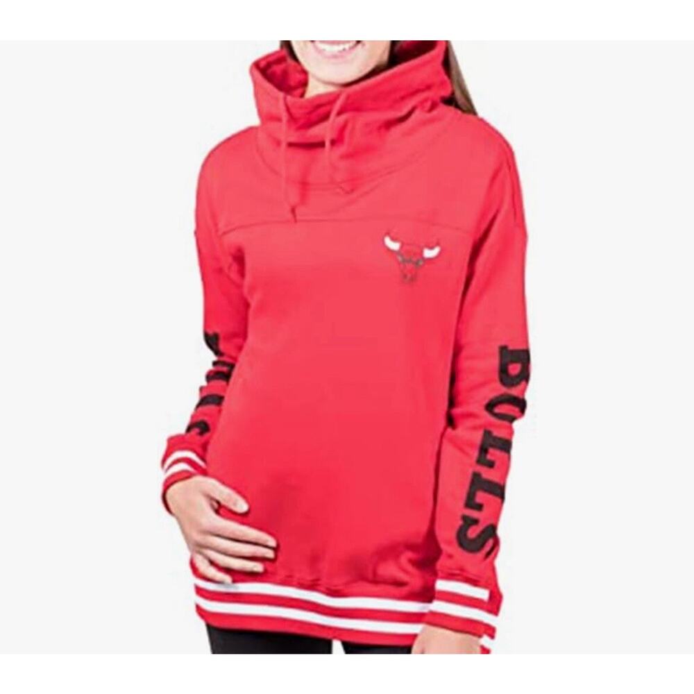 Ultra Game NBA Bulls Women's Super Soft Pullover Hoodie Funnel Sweatshirt XL
